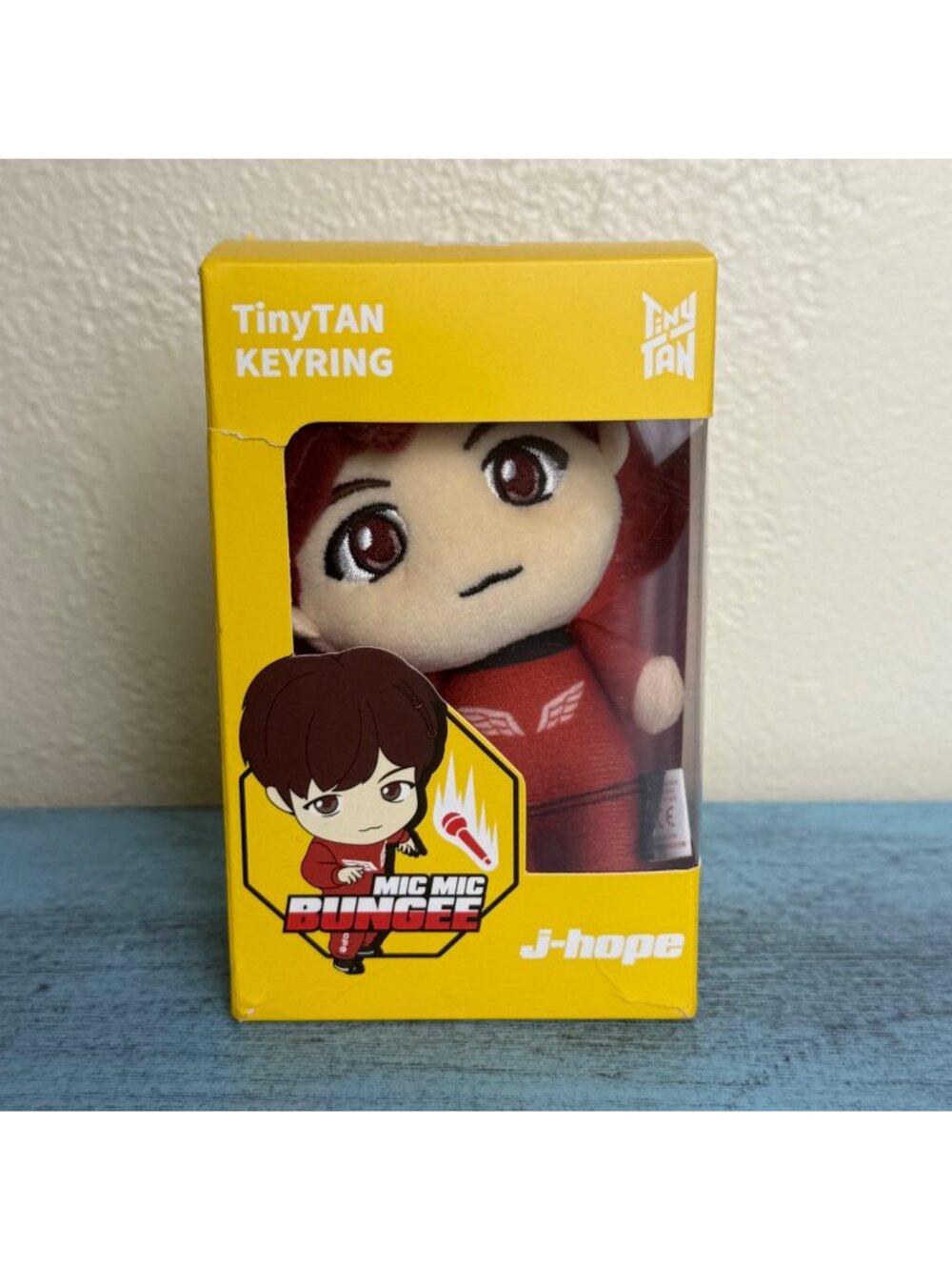 TinyTAN J-Hope Mic Mic Bungee Plush Keyring 4.73" Collectible BTS Official Merch